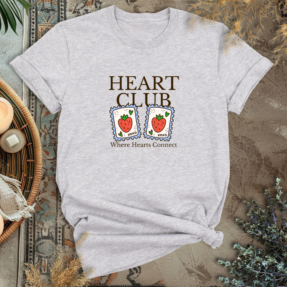 Strawberry Heart Club T-Shirt - Athletic Heather