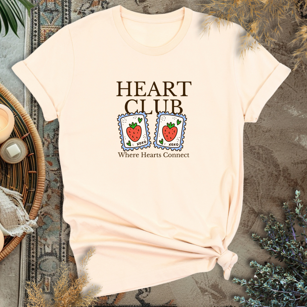 Strawberry Heart Club T-Shirt - Soft Cream